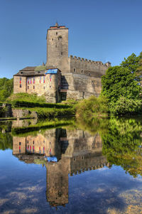 Reflection of building in water