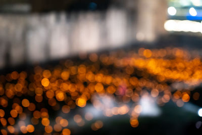 Defocused image of illuminated lights at night
