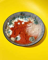 High angle view of orange fruit on table