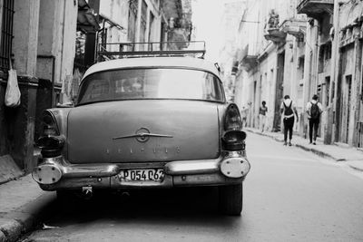 Vintage car on city street