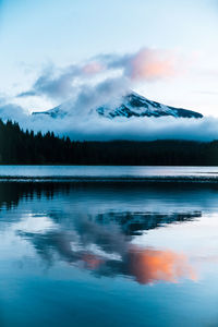 Scenic view of lake against sky