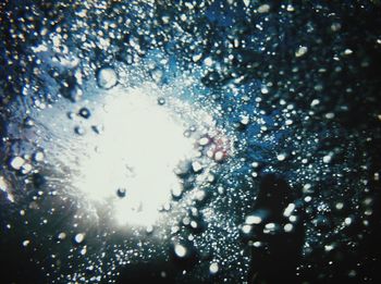 Close-up of water drops on glass