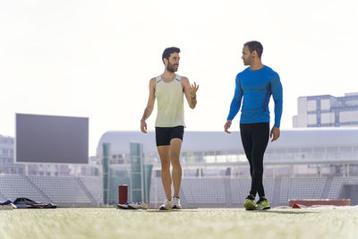 Male athletes at sports field