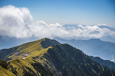 Scenic view of mountains against sky