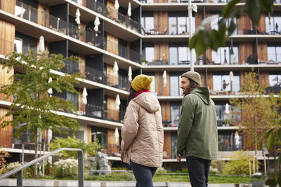 Man and woman walking together