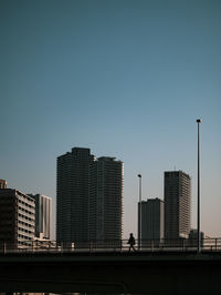 Low angle view of buildings against clear sky