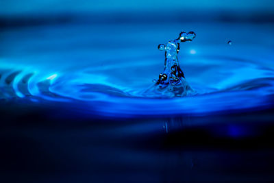 Close-up of blue water drops