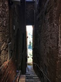 High angle view of stairs leading to building