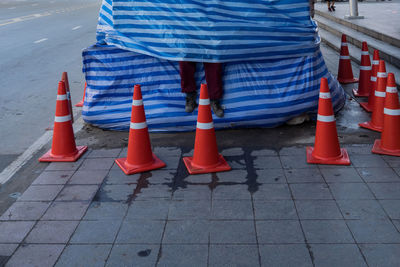Low section of people on road