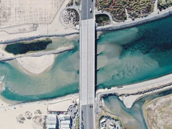 High angle view of swimming pool by window