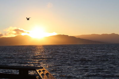 Scenic view of sea against sky during sunset