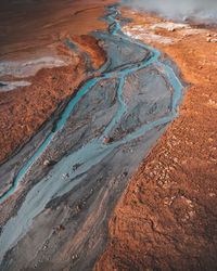 High angle view of water on land