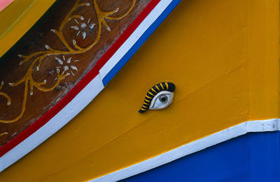 Close-up of yellow fishermens boat