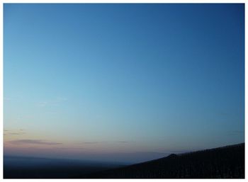 Scenic view of landscape against clear blue sky