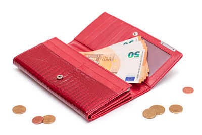 Close-up of paper currency on white background