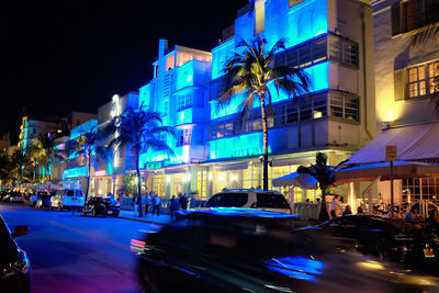 View of city street at night