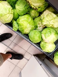 High angle view of person preparing food