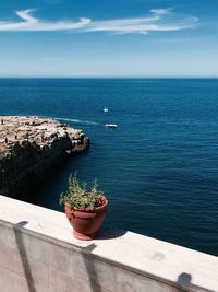 High angle view of sea against sky