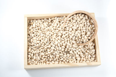 High angle view of bread on white background