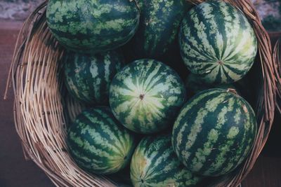 High angle view of pumpkins in market