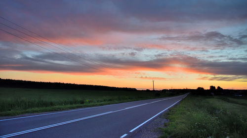 Road against sky during sunset
