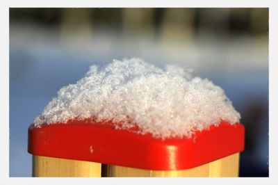 Close-up of frozen white winter