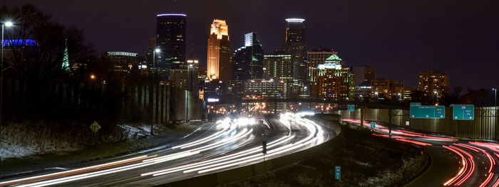 City lit up at night