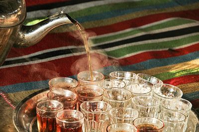 Typical glasses of tea in a bedouin village