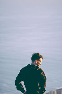 Woman standing in water