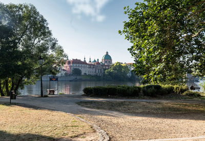 View of city at riverbank