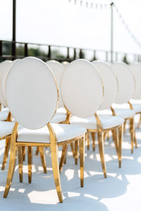 Close-up of empty chairs