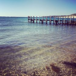 Scenic view of sea against clear sky