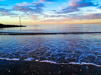 Scenic view of sea against sky at sunset