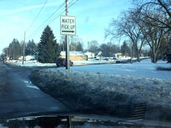 Road sign in winter