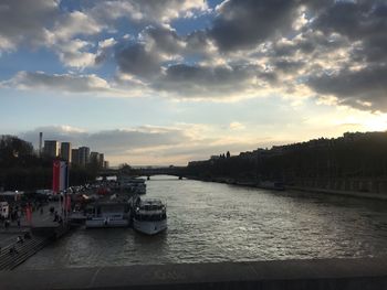 Scenic view of river against sky during sunset