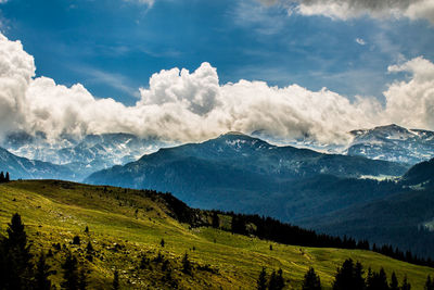 Scenic view of mountains against sky