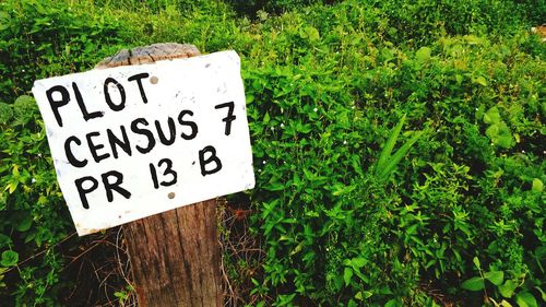 Information sign on grass