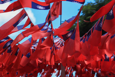 Low angle view of flags