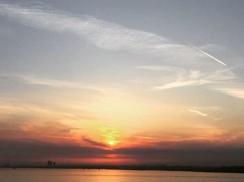 Scenic view of sunset over sea