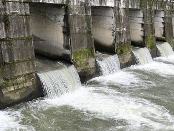 High angle view of waterfall in sea