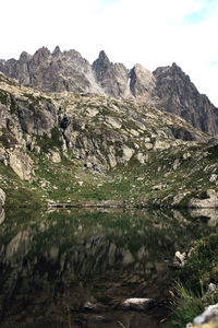 Scenic view of rocky mountains against sky