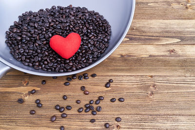 High angle view of heart shape on table