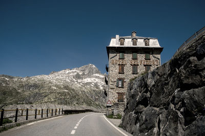 View of mountain against clear blue sky