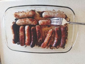 High angle view of food on table