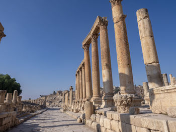 Ruins of temple against clear sky