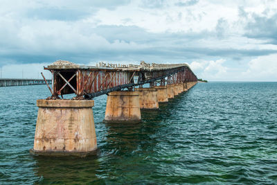 Broken and abandoned bridge on the florida key's islands