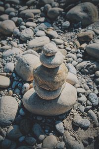 Close-up of pebbles on beach