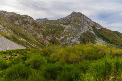 Scenic view of mountains against sky