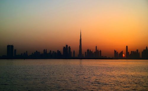 View of city at sunset