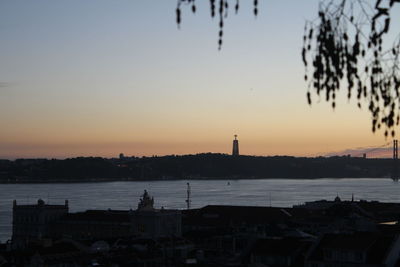 View of cityscape at sunset
